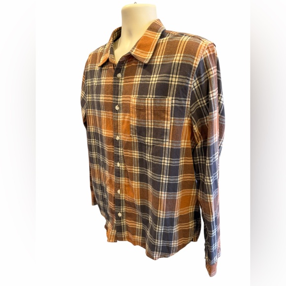 Liverpool Los Angeles Mens Shirt Size Large Brown Plaid Long Sleeve Button Down - Picture 3 of 9